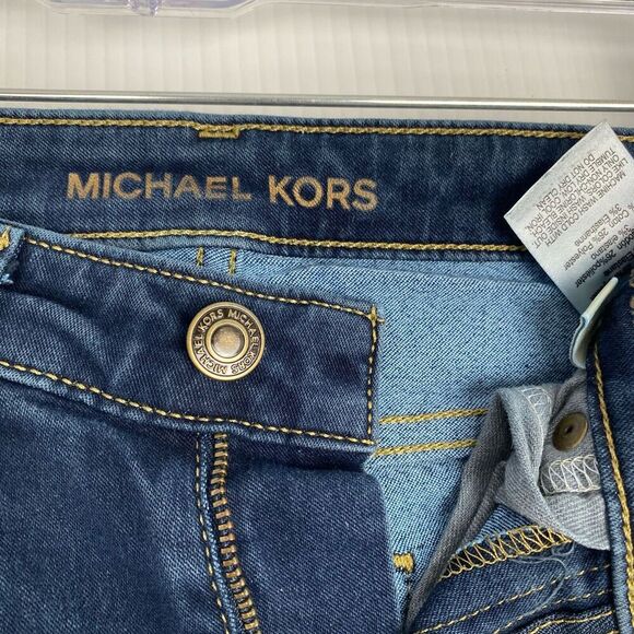 Michael Kors Womens Size 4 Dark Wash Mid Rise Izzy Cropped Skinny Jeans Stretch - Picture 9 of 12